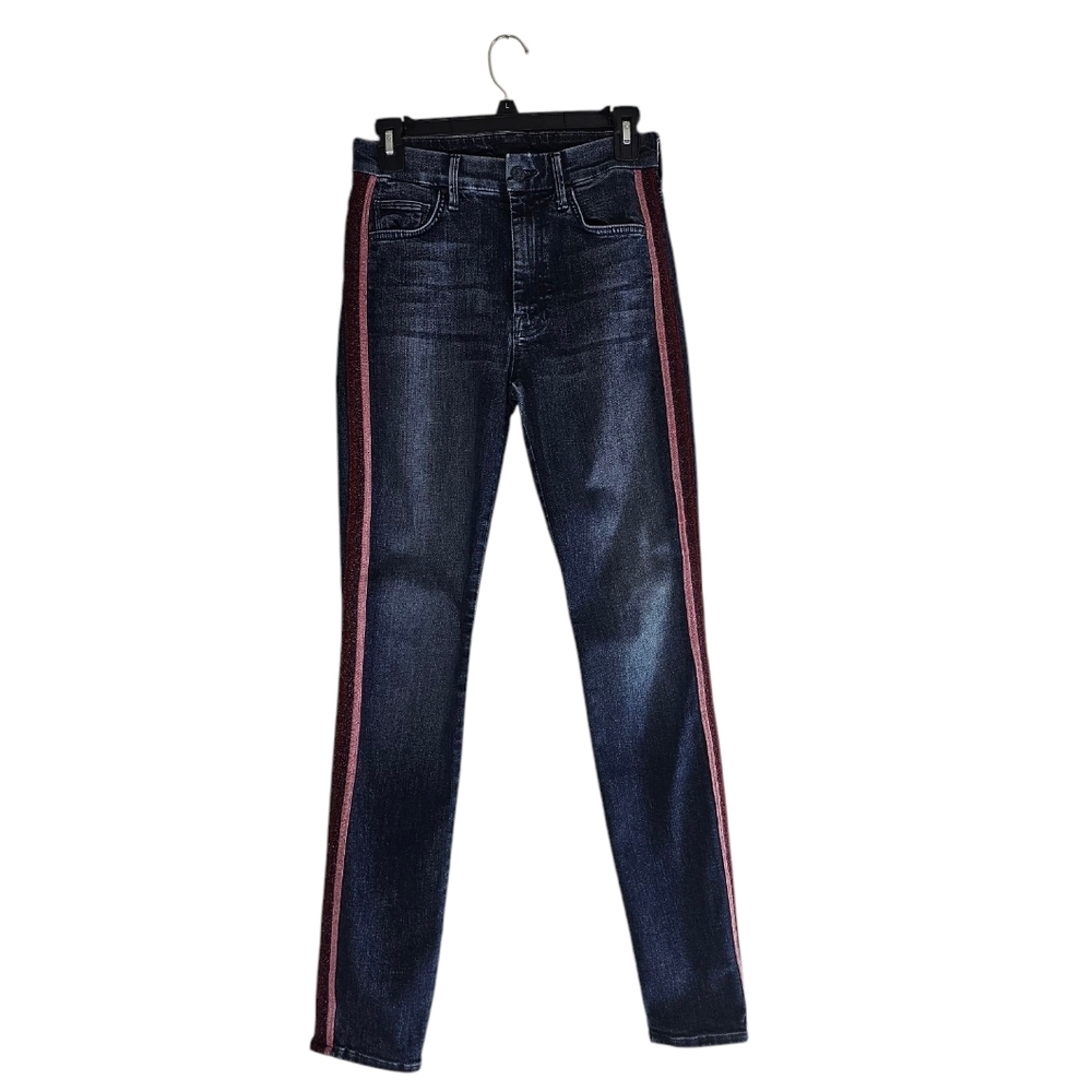MOTHER The Looker Ankle Fray Racer Stripe Blue Jeans 26 Preowned‎